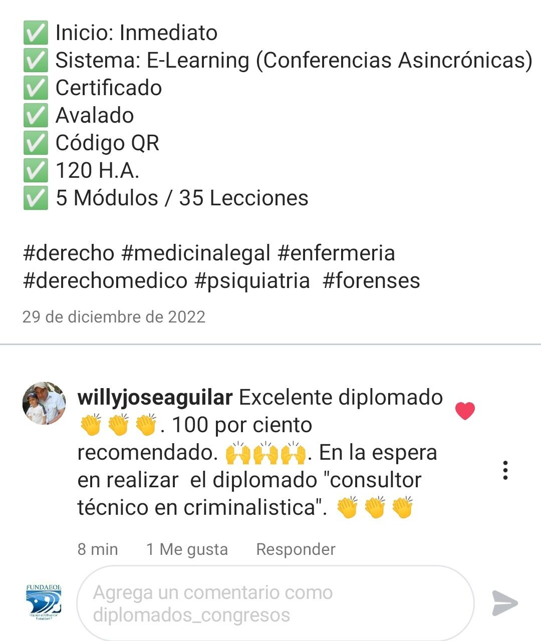 Testimonio diplomado medicina legal