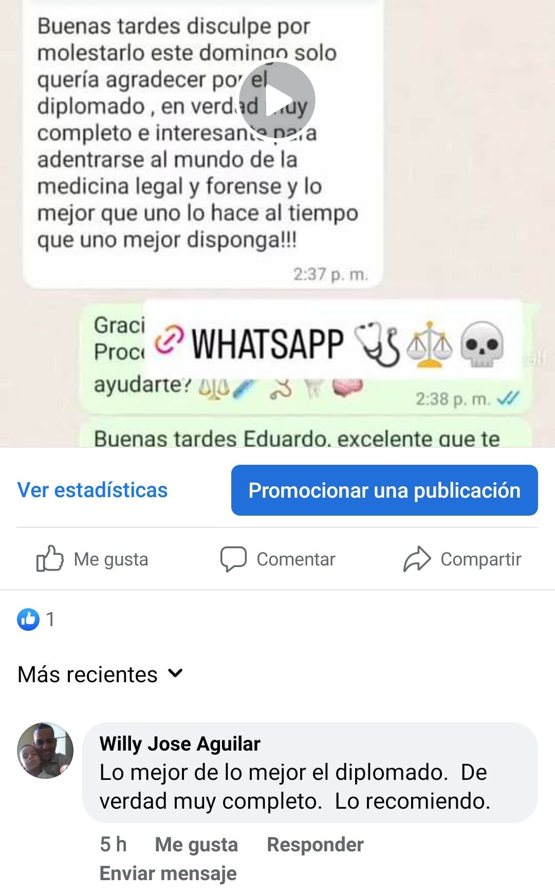 Testimonio diplomado medicina legal